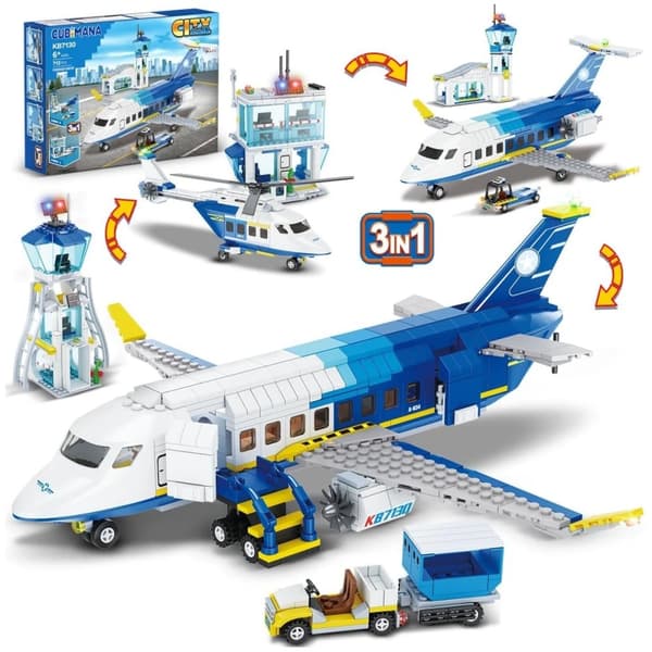Byg selv en bypassagerfly, 3 i 1 modelkit, engagerende STEM-læring,Blå