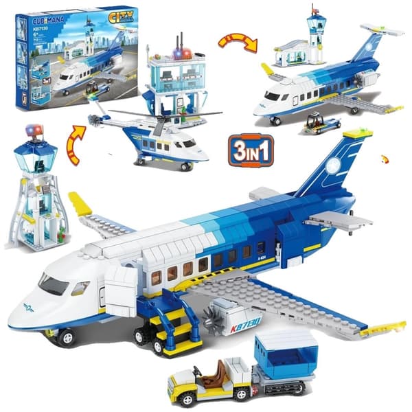 Byg selv en bypassagerfly, 3 i 1 modelkit, engagerende STEM-læring,Blå