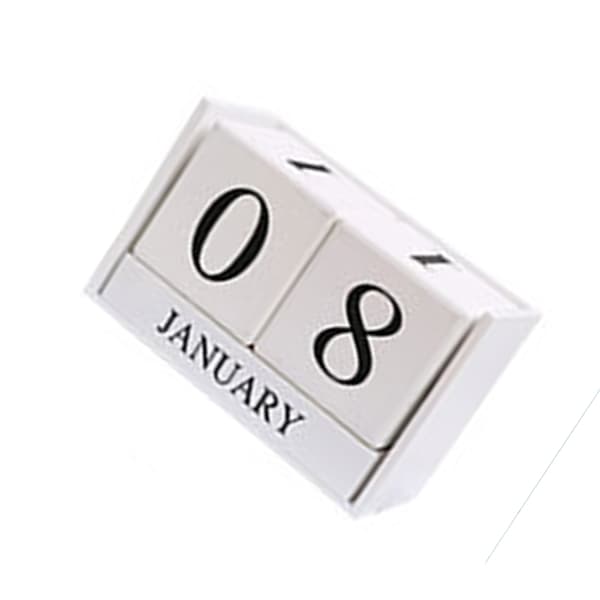 INF Evigvarende Kalender i Tre for Skrivebord Hvit