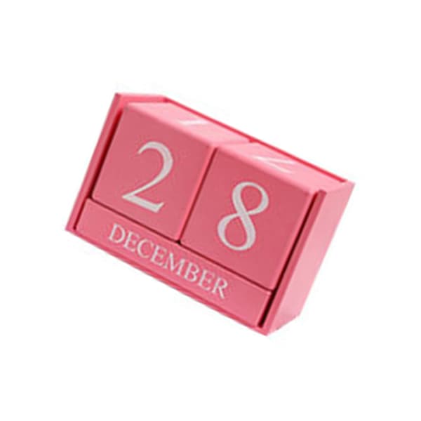 INF Evigvarende Kalender i Tre for Skrivebord Rosa