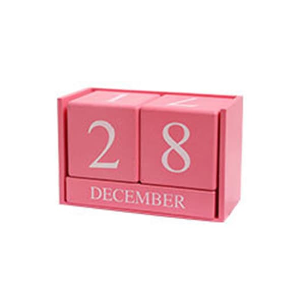 INF Evigvarende Kalender i Tre for Skrivebord Rosa
