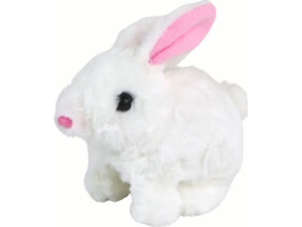 LeanToys Walking Bunny Interactive Toy Kort hår Hvit