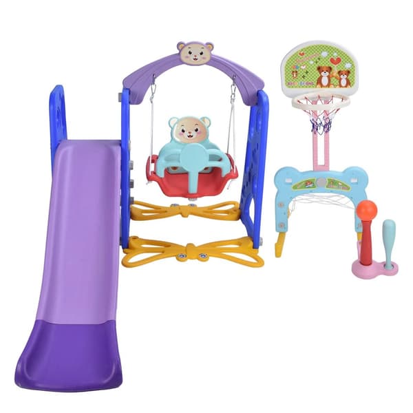 Lasten liukumäki ja keinu, 5-in-1, sopii 3-12-vuotiaille, unisex,Sininen