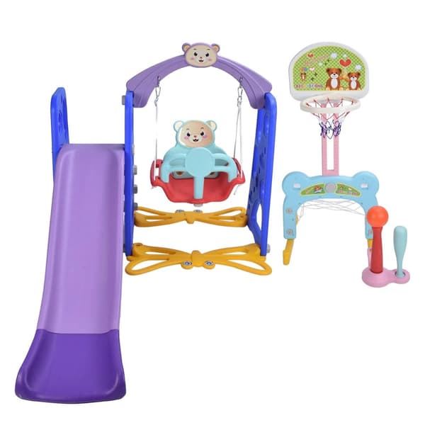 Lasten liukumäki ja keinu, 5-in-1, sopii 3-12-vuotiaille, unisex,Sininen