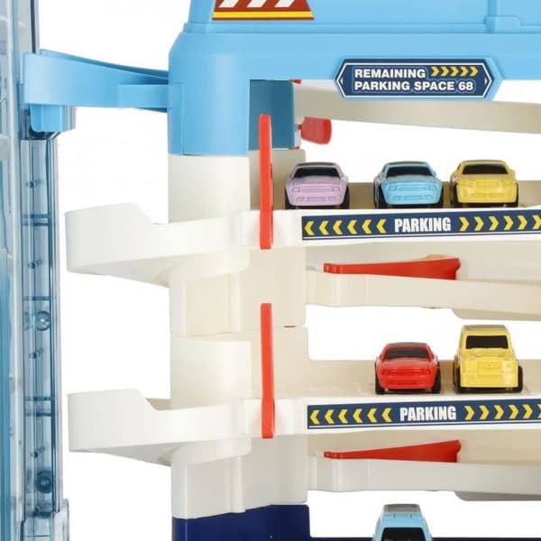 Parkeringsgarage för barn - SPRINGOS - PRINGOS® - 3 våningar - 6 bilar - hiss - spiralramper