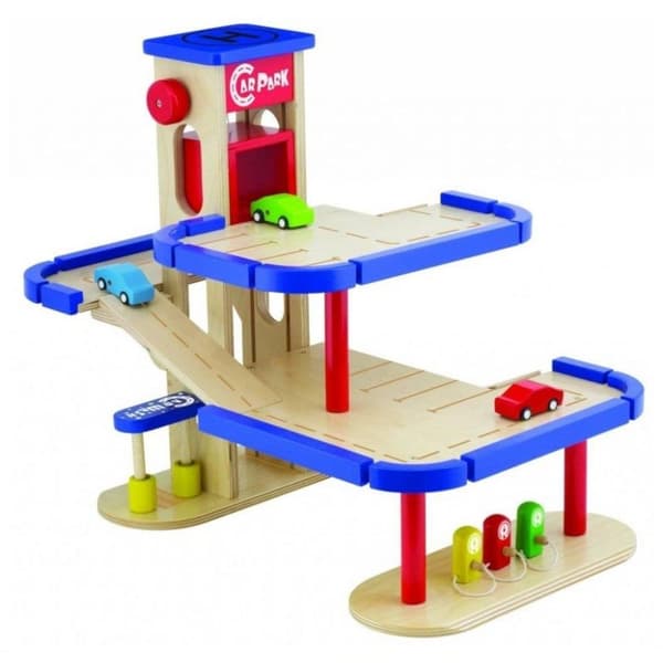 Pintoy trægarage + 3 træbiler