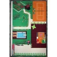 Lekmatta för barn - TAPITOM® - TRÄDGÅRD för dockskåp + tennis - 130x200cm