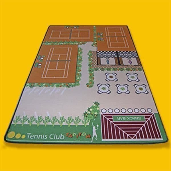 Lekmatta för barn - TAPITOM® - Tennis - Stor storlek 130x200cm - 3 lerfärgade tennisbanor