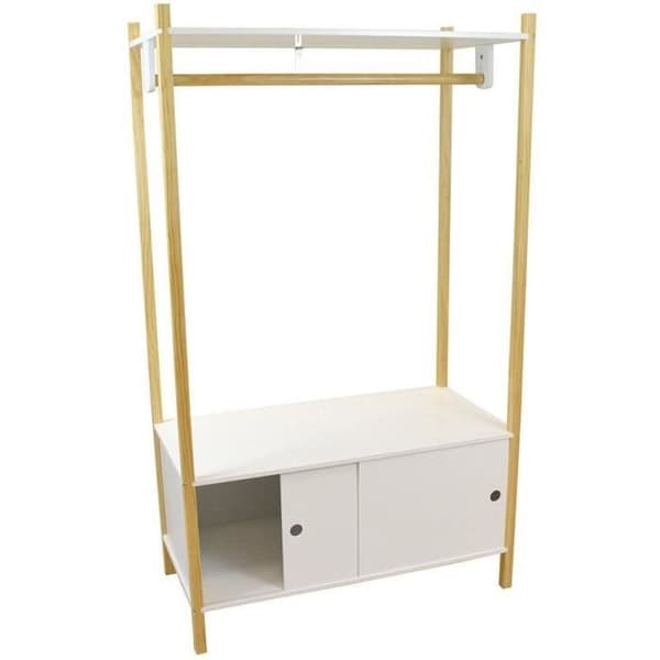 SCANDIWOOD Garderob med träfack 136 x 80 x 40 cm för barn