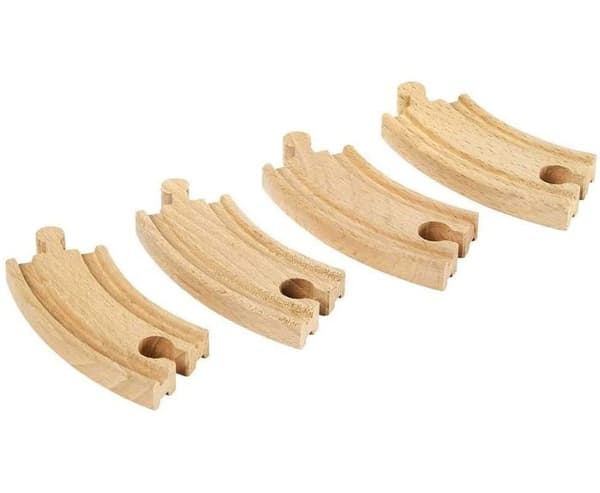 Små böjda skenor - BRIO - Set med 4 element i bokträ - Blandat - Inredning