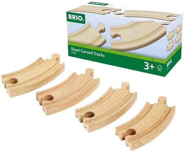 Små böjda skenor - BRIO - Set med 4 element i bokträ - Blandat - Inredning