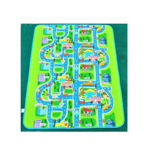 Lekmatta Circuit Race Car Matta Giant rektangel leksakspresent för babybarn blandad