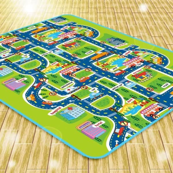 C® Lekmatta Circuit Race Car Matta Jätte rektangel leksakspresent till Baby Kid Blandade barnleksaker Lekmatta
