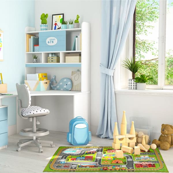 Relaxdays Bilspelmatta, stadsmönster, halkfri, för ditt barn, polyester, L x B 150 x 100 cm, färgglad