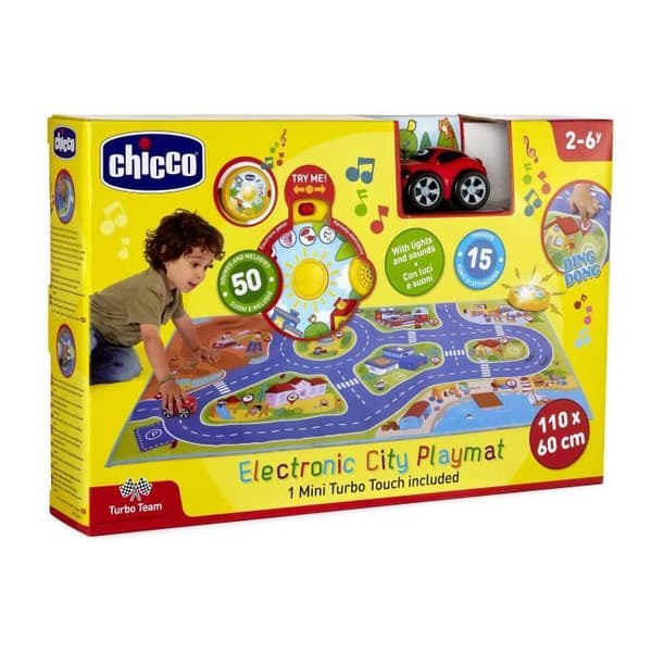 Elektronisk lekmatta - CHICCO - City Mini Turbo Touch - Flerfärgad - Blandad - 110 x 60 cm