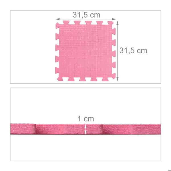 Relaxdays pusselmatta 25 bitar, EVA-skum, fri från skadliga ämnen, 0,77 m2, lekkakel för barn med kant, rosa