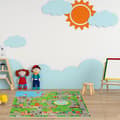 Miniatyrbild 2 av 6: Relaxdays cirkeltapet, 4 pusselbitar, utan föroreningar, EVA-skum, barnrum, L x B: 121 x 121 cm, färgglad