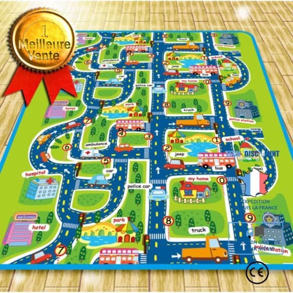 Racing Car Circuit Lekmatta - TD - Jätterektangel - För blandade babybarn