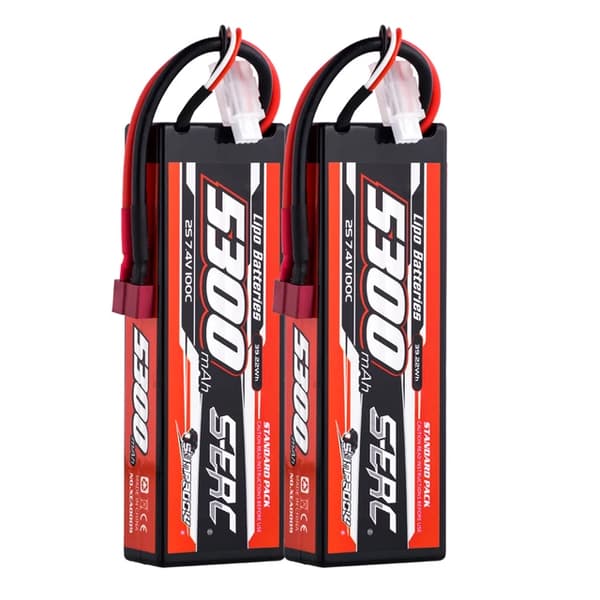 Lipo-batteri, 5300mAh kapacitet, EC5-kontakt, 5300-2S100C-T-2st