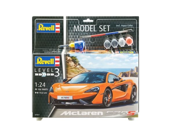 Revell pienoismallisarja auto 1:24 - McLaren 570S mittakaavassa 1:24, taso 3, uskollinen jäljennös monine yksityiskohtineen, , Model Set with basic a