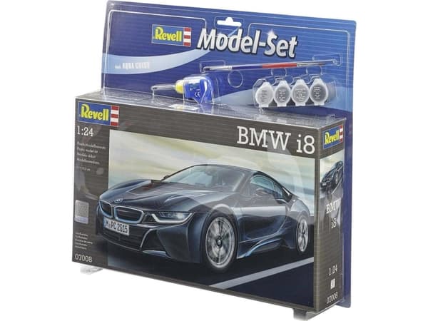 Revell Model Set BMW i8, Urheiluauton pienoismalli, Kokoamispakkaus, 1:24, BMW i8, Kunnianhimoinen, 131 kpl