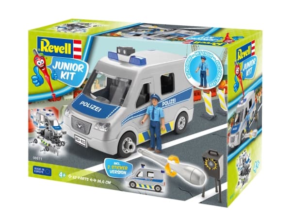 Revell Junior Kit 00811 Police Van polisbil modellbyggsats för barn att skruva med lekfigur, robust för att pyssla och leka, från 4 plus, barnvänlig,