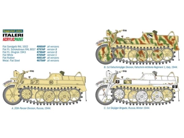 Italeri KETTENKRAD, Military motorcycle model, Monteringssats, 1:9, KETTENKRAD, Alla, Plast