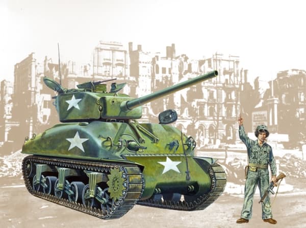 Italeri M4A1 Sherman, Tank model, Monteringssats, 1:35, M4A1 Sherman, Alla, Plast
