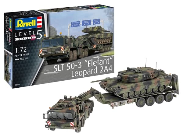 Revell SLT 50-3 "Elefant" + Leopard 2A4, Tank model, Monteringssats, 1:72, SLT 50-3, Leopard 2A4, Alla, Plast
