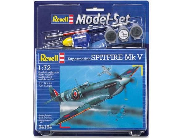 Revell Spitfire Mk V, Pienoismallikiinteäsiipinen ilma-alus, Kokoamispakkaus, 1:72, Supermarine Spitfire, Muovi, Second World War