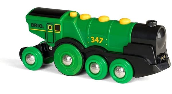 BRIO World - 33593 - Kraftfull grön lokomotiv med batterier - Träleksak