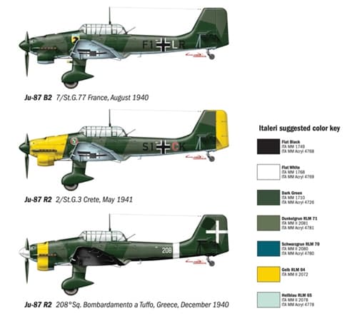 Italeri JU - 87 B2 STUKA, Fixed-wing aircraft model, Kokoamispakkaus, 1:72, JU - 87 B2 STUKA, Ei sukupuolirajoitusta, Muovi