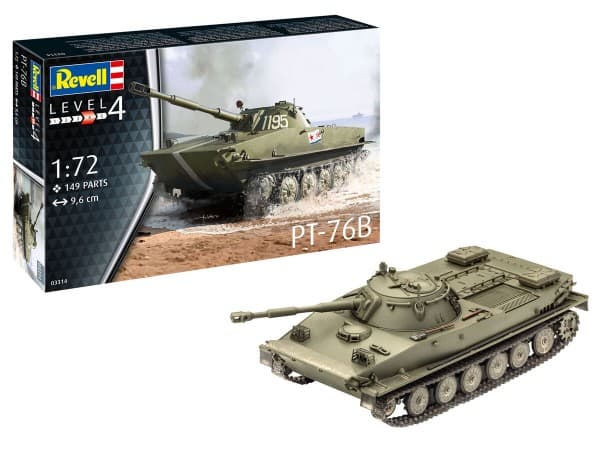 Revell Plastic model kit for assembly. PT-76B