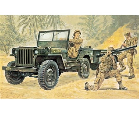 Italeri Jeep, Military car model, Kokoamispakkaus, 1:35, Jeep, Ei sukupuolirajoitusta, Muovi