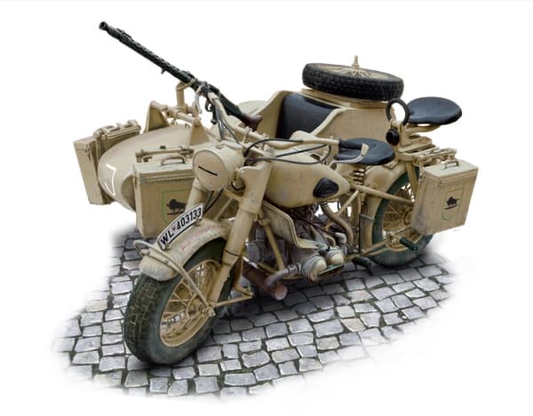 Italeri 7403, Military motorcycle model, Monteringssats, 1:9, German Military Motorcycle, Alla, Plast