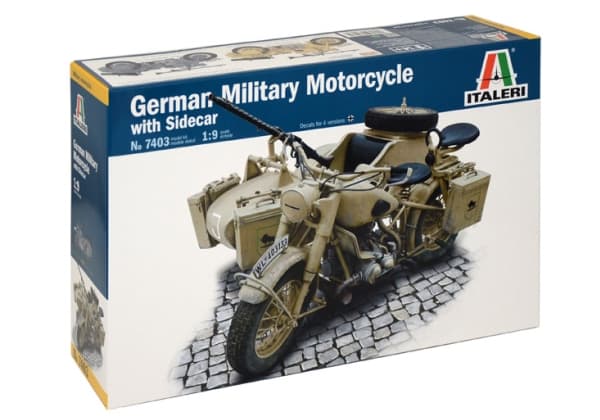 Italeri 7403, Military motorcycle model, Monteringssats, 1:9, German Military Motorcycle, Alla, Plast