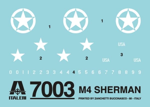Italeri 7003, 1:72, Monteringssats, Sherman M4A1, Alla, Plast, Second World War