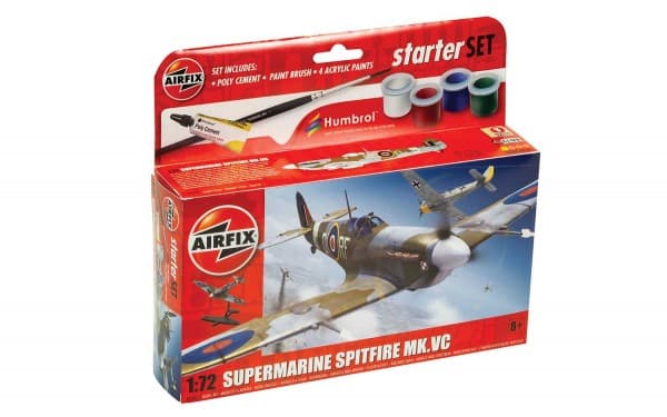 Airfix Small Beginners Set Supermarine Spitfire MkVc, Luftfarkostmodell med fast vinge, Monteringssats, 1:72, Supermarine Spitfire MkVc, Alla, Plast