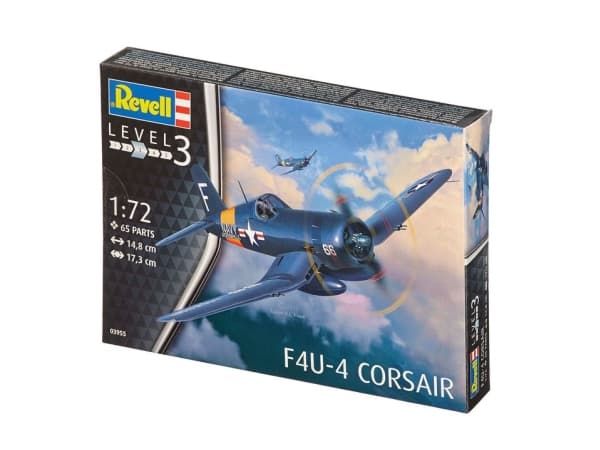 Revell F4U-4 Corsair, Flymodell med fastvinge, Monteringssett, 1:72, F4U-4 Corsair, Avansert, 65 stykker
