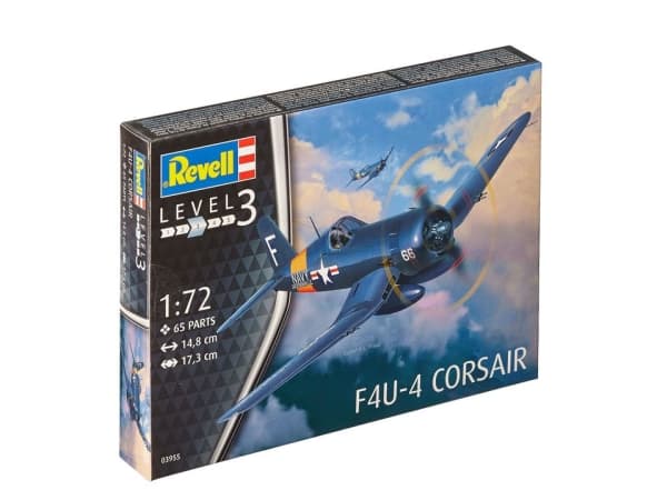 Revell F4U-4 Corsair, Flymodell med fastvinge, Monteringssett, 1:72, F4U-4 Corsair, Avansert, 65 stykker