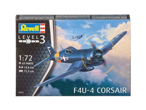 Revell F4U-4 Corsair, Flymodell med fastvinge, Monteringssett, 1:72, F4U-4 Corsair, Avansert, 65 stykker