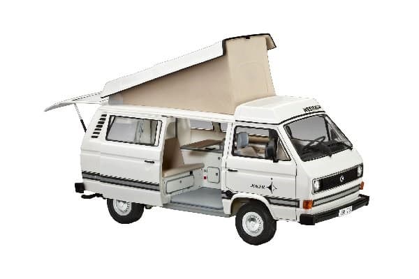 Revell modellbygge bil 1:25 - Volkswagen VW T3 Bulli Husbil i skala 1:25, nivå 3, trogen kopia med många detaljer, VW Bus, 07344, 120 År