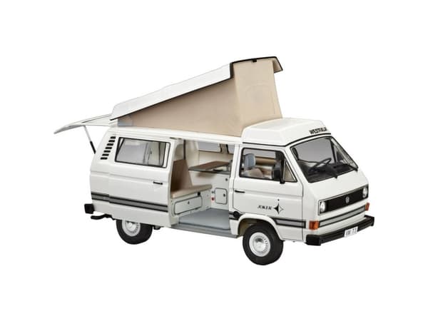 Revell modellbygge bil 1:25 - Volkswagen VW T3 Bulli Husbil i skala 1:25, nivå 3, trogen kopia med många detaljer, VW Bus, 07344, 120 År