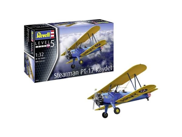 Revell Stearman PT-17 Kaydet, Flymodell med fastvinge, Monteringssett, 1:32, Stearman PT-17 Kaydet, Alle kjønn, Plast