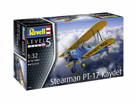 Revell Stearman PT-17 Kaydet, Flymodell med fastvinge, Monteringssett, 1:32, Stearman PT-17 Kaydet, Alle kjønn, Plast