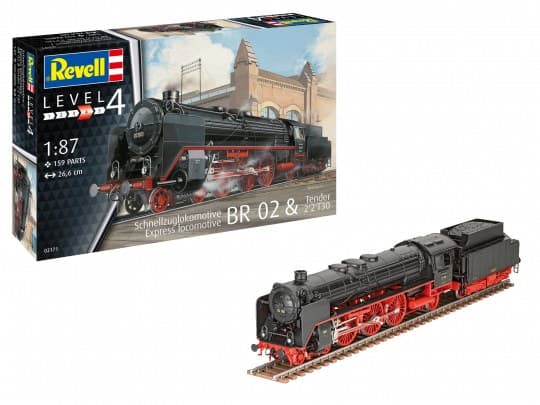 Revell BR 02 & Tender 2''2''T30, Expressloksmodell, Monteringssats, 1:87, BR 02 & Tender 2''2''T30, Alla, Plast