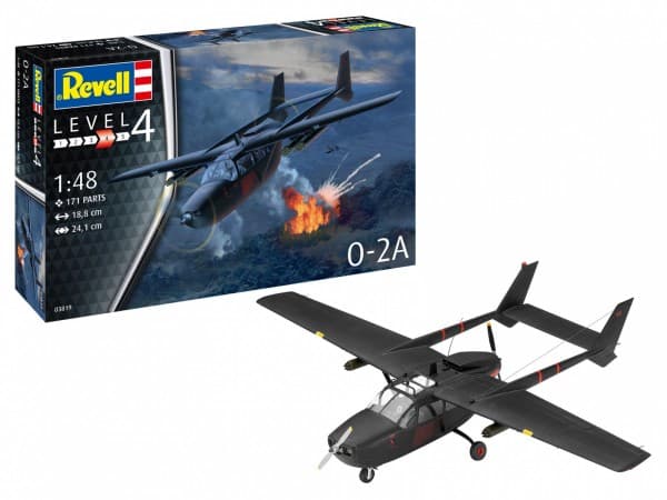 Revell O-2A Skymaster, Fixed-wing aircraft model, Kokoamispakkaus, 1:48, O-2A Skymaster, Ei sukupuolirajoitusta, Muovi