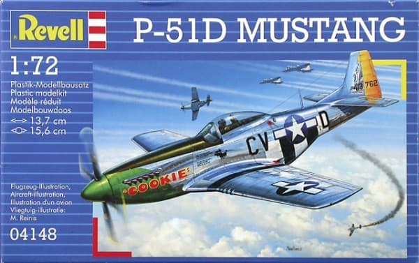 Revell P-51D Mustang, Luftfarkostmodell med fast vinge, Monteringssats, 1:72, North American P-51 Mustang, Plast, Second World War