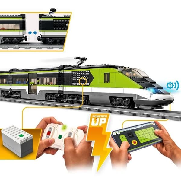 LEGO City Express passagerartåg - Fjärrkontroll tågleksak - Fungerande strålkastare - Barn 7 år