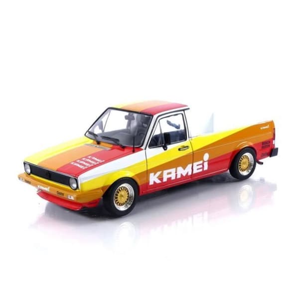 Samlarbil i miniatyr - SOLIDO - VOLKSWAGEN Caddy MKI - Kamei Tribute - 1/18 - Orange/Röd/Gul